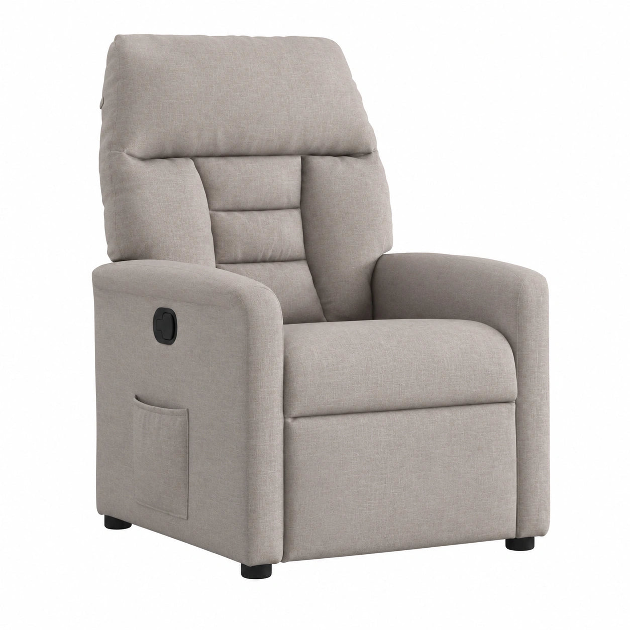 Poltrona ergonomica reclinabile in tessuto, struttura in legno e metallo, seduta imbottita, ideale per casa e ufficio
