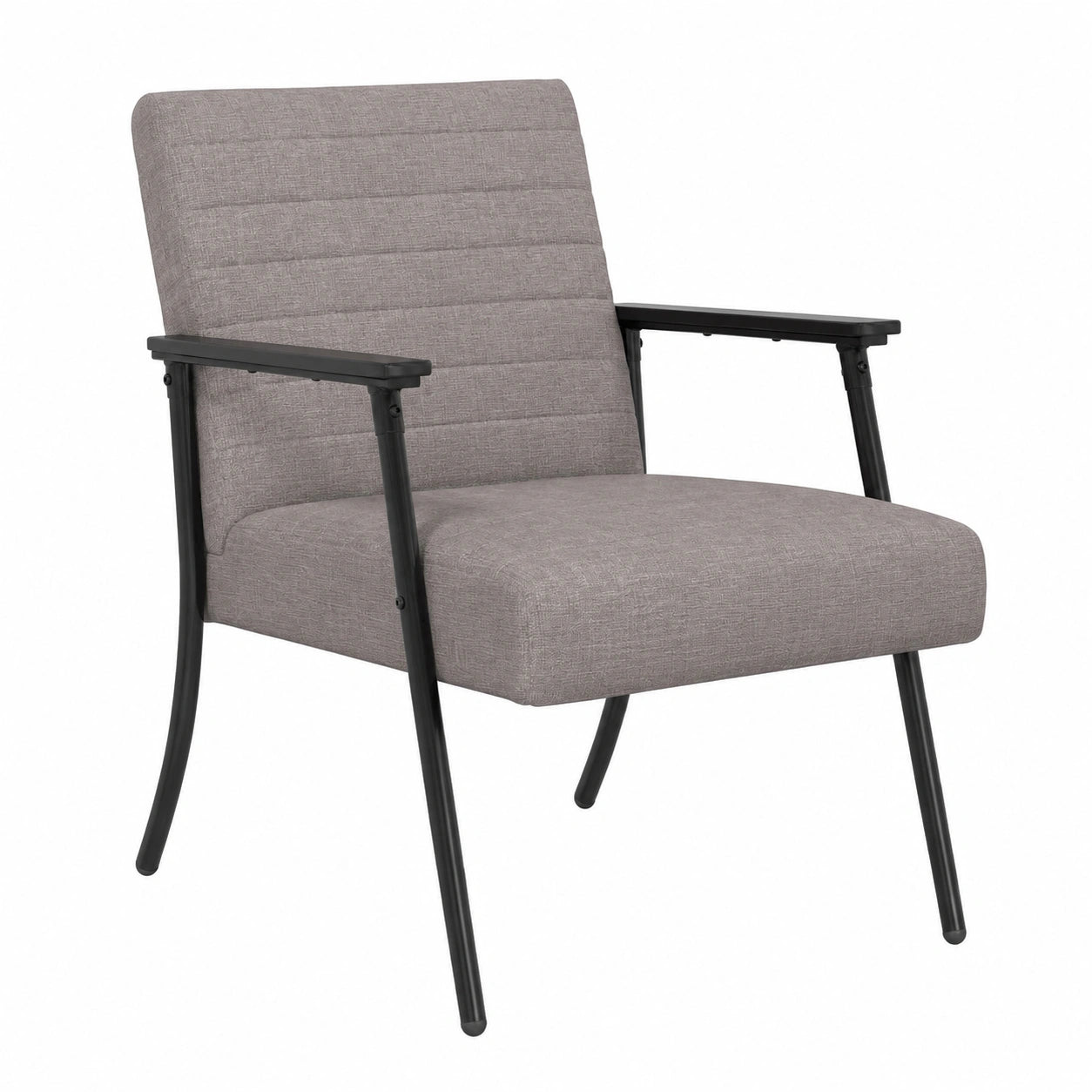 Poltrona moderna ergonomica con imbottitura confortevole, braccioli e rivestimento in tessuto color tortora