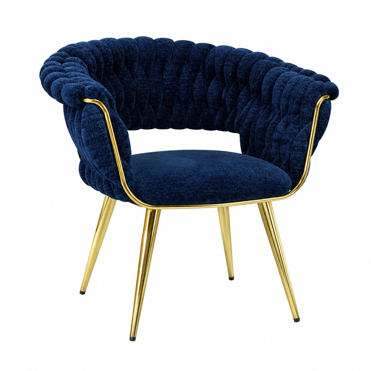 Marvin Poltrona in Velluto Blu con Struttura Dorata Ergonomica per Salotto