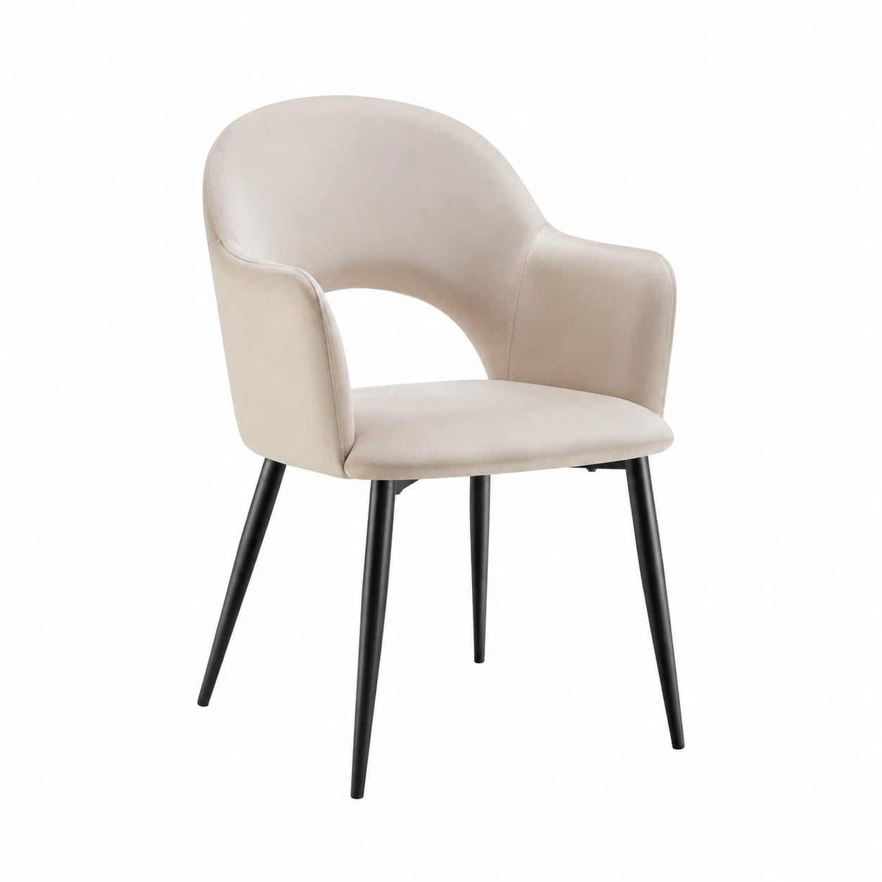 Set di Sedie da Pranzo in Velluto con Gambe in Acciaio, Design Elegante ed Ergonomico, Antiscivolo, Ideali per Soggiorno e Cucina, Capacità Fino a 120 kg - Confezione da 4 - Colore Crema