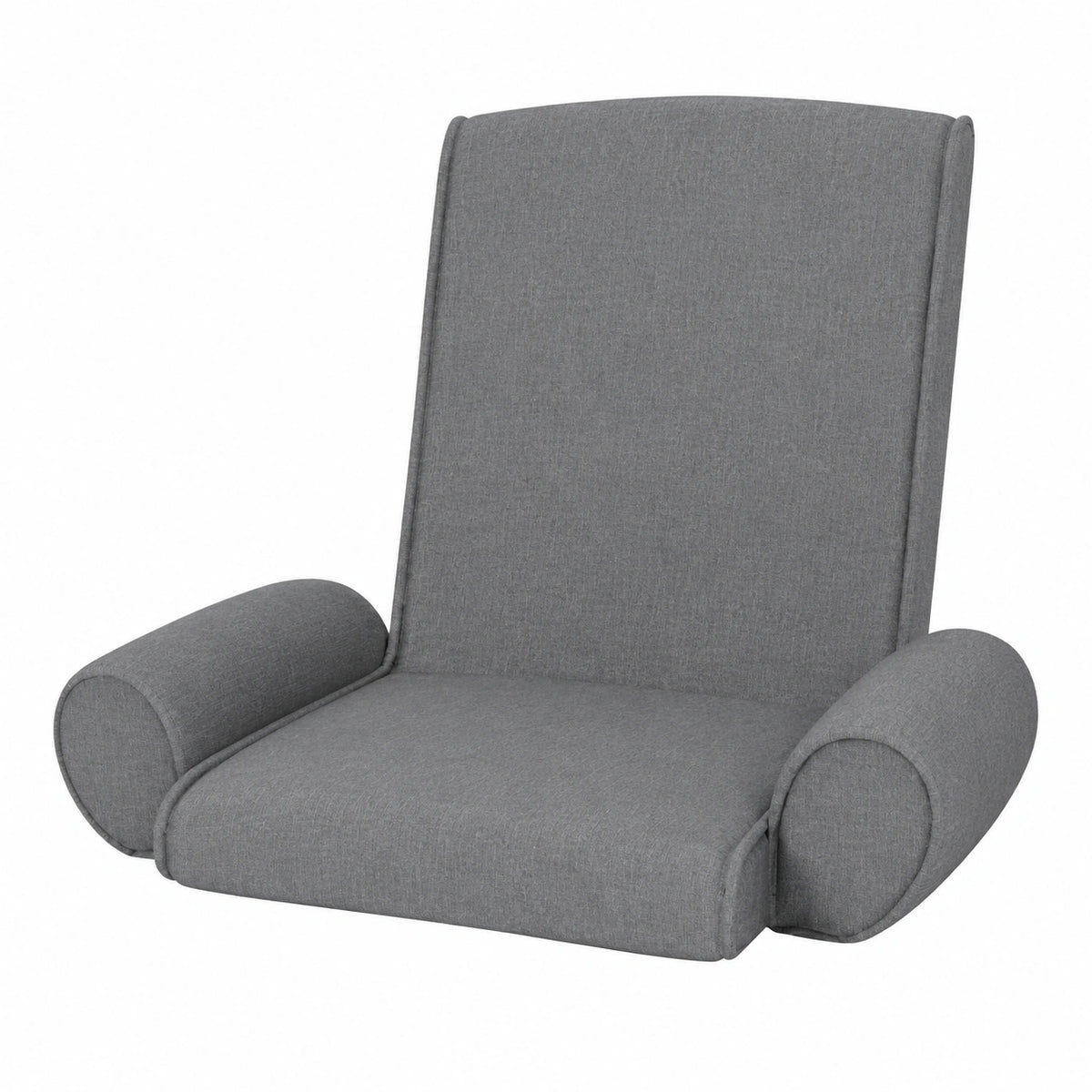 Poltrona pieghevole ergonomica grigio chiaro in tessuto imbottito, regolabile per soggiorno, camera da letto e balcone