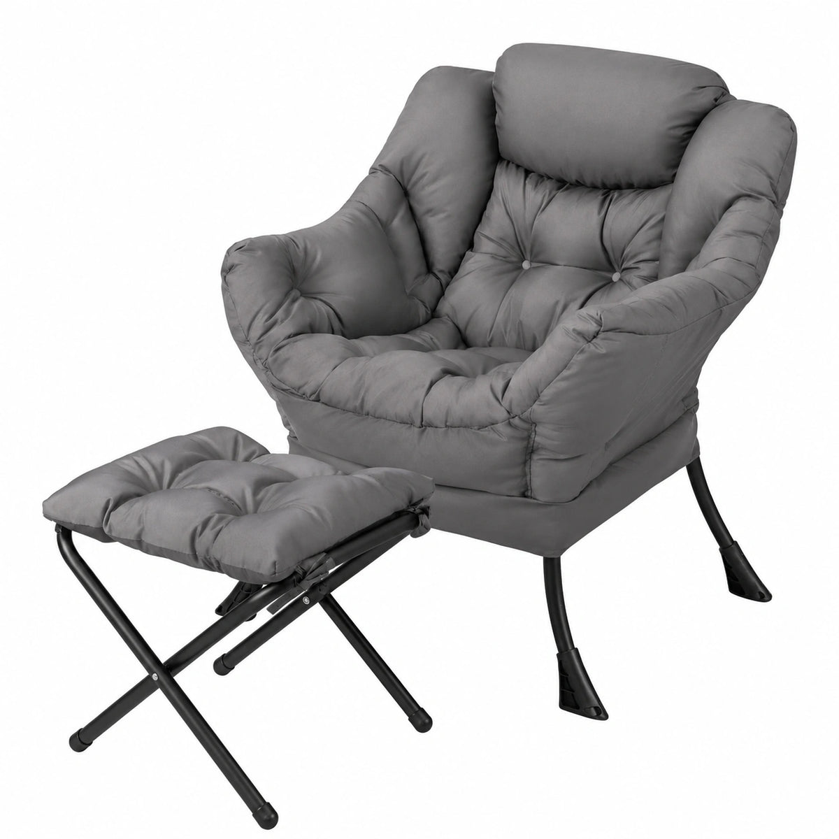 Sedia Relax HOMASIS con Poggiapiedi, Reclinabile con Braccioli e Tasca, Supporto 150 kg, per Soggiorno e Camera, 81x75x94,5 cm, Grigio