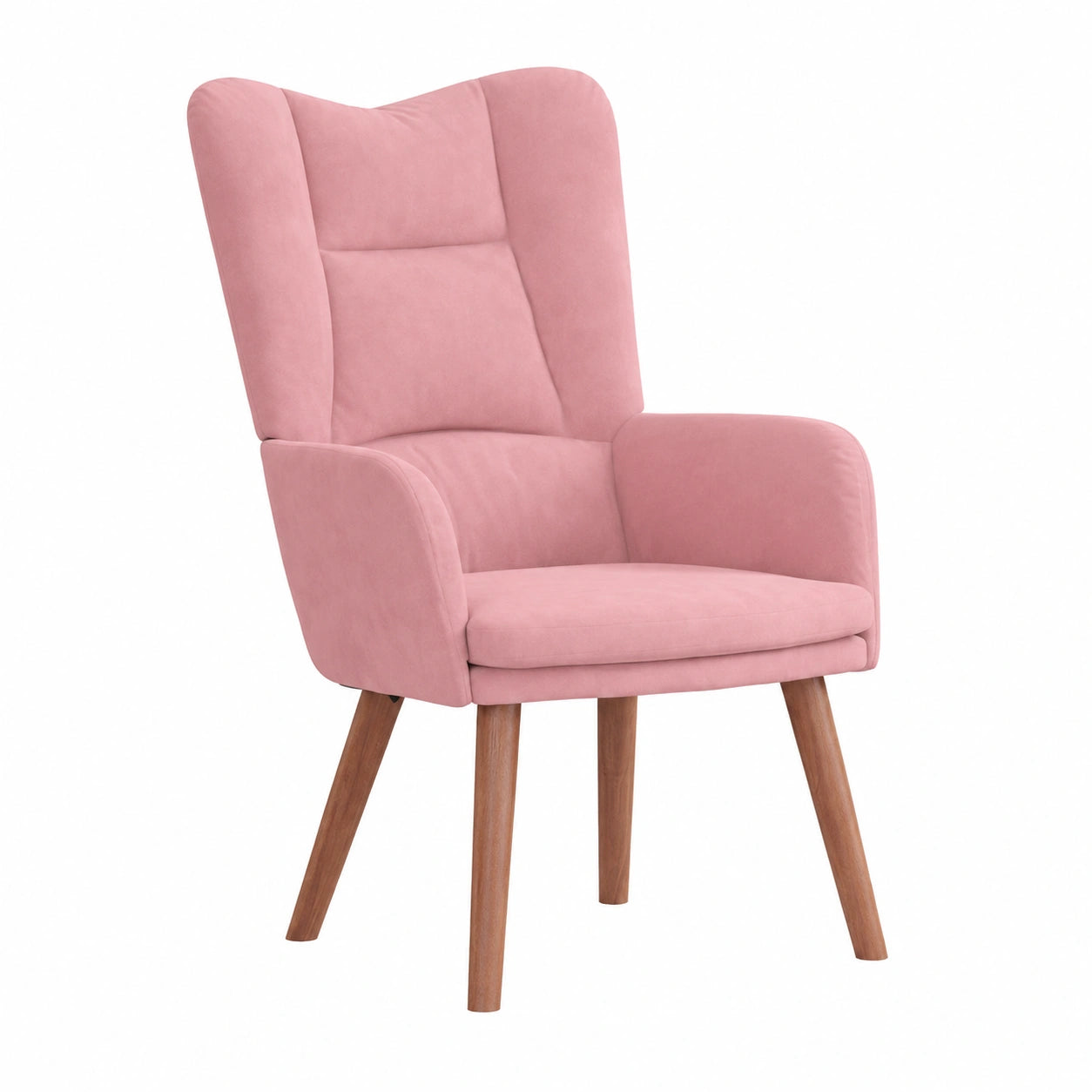 Poltrona ergonomica in velluto rosa per soggiorno e camera da letto, dimensioni 63x67x94 cm, moderna con gambe in caucciù e telaio in acciaio robusto