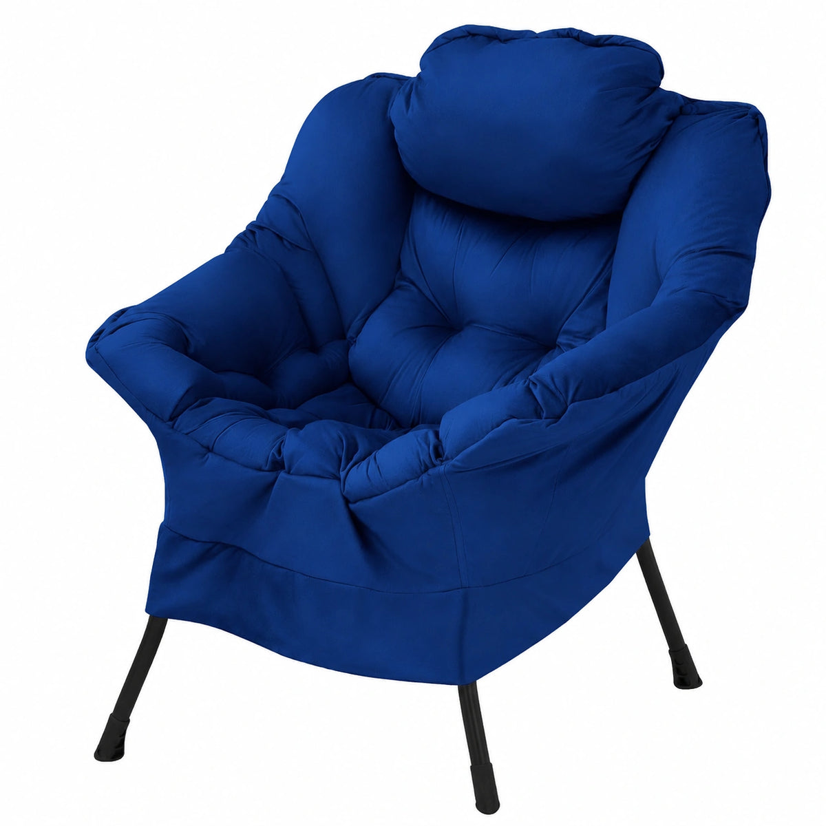 ML-Design Poltrona Lounge Ergonomica Blu Scuro con Tasca e Cuscino
