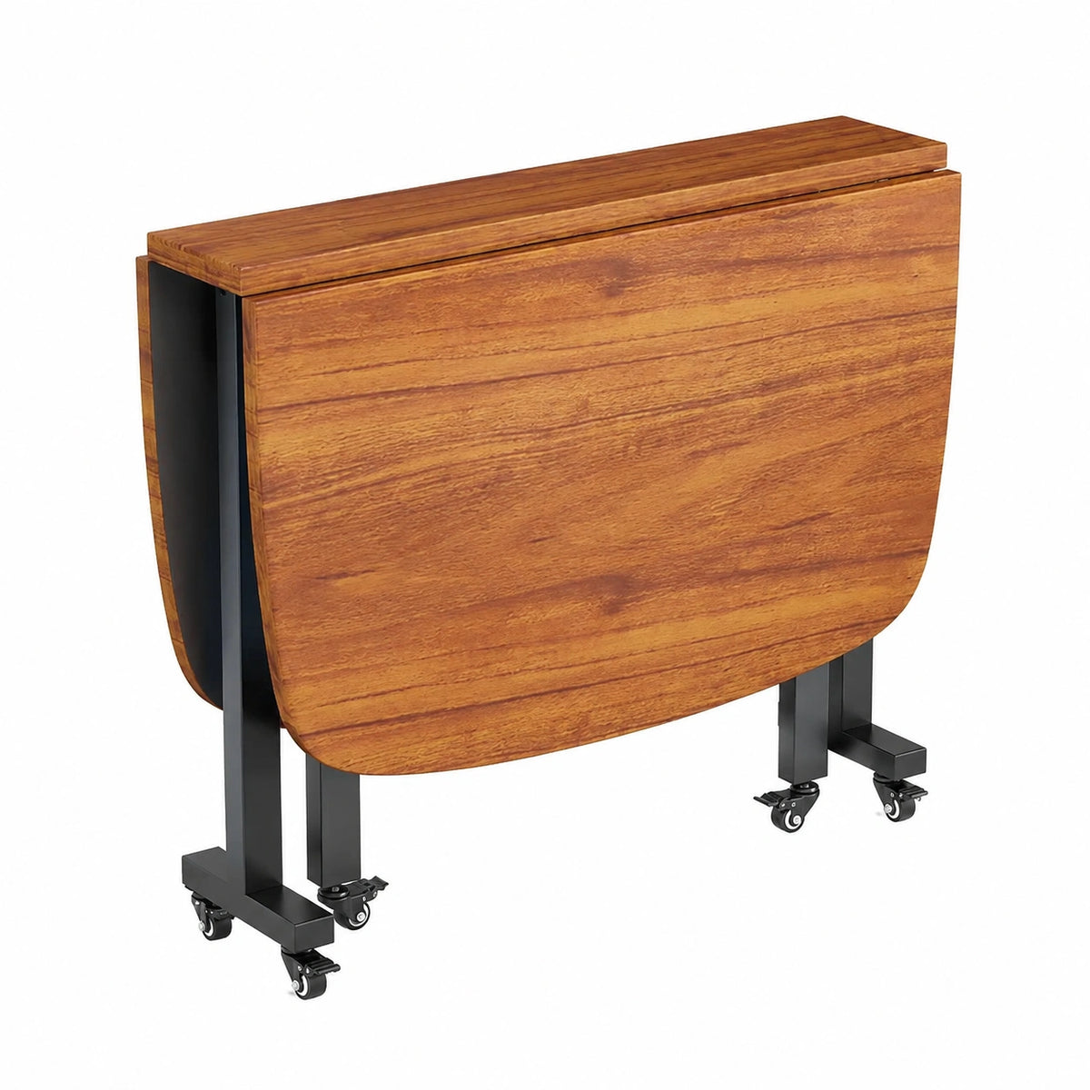 Tavolo da pranzo allungabile in legno con design pieghevole e ruote, ideale per piccole cucine, colore marrone, 100 x 60 x 75 cm
