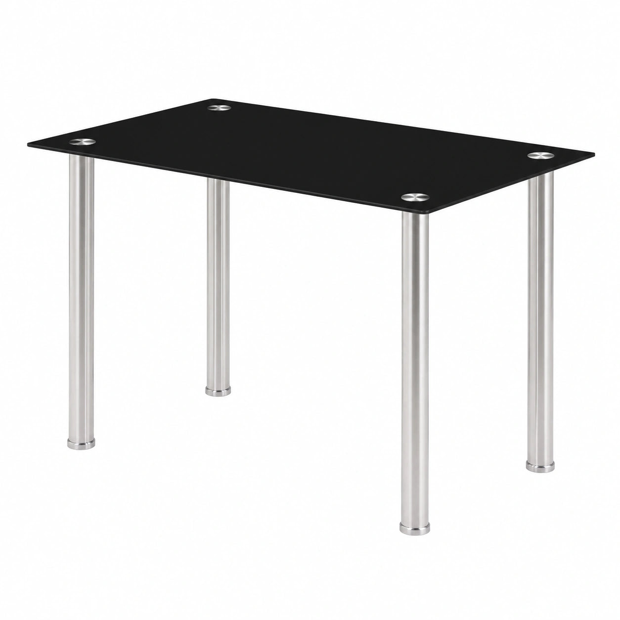 Tavolo da pranzo nero in vetro temperato 6mm, design moderno, 110x70x75 cm