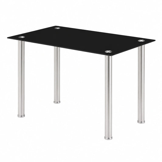 Tavolo da pranzo nero in vetro temperato 6mm, design moderno, 110x70x75 cm