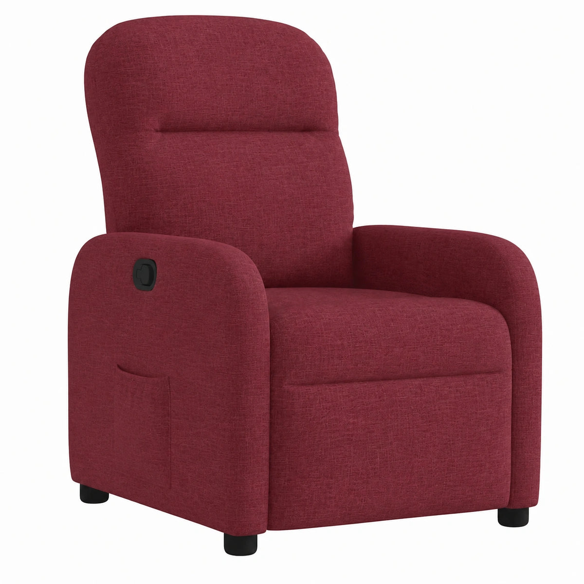 Poltrona ergonomica reclinabile in velluto rosso, con tasca laterale, per soggiorno e ufficio