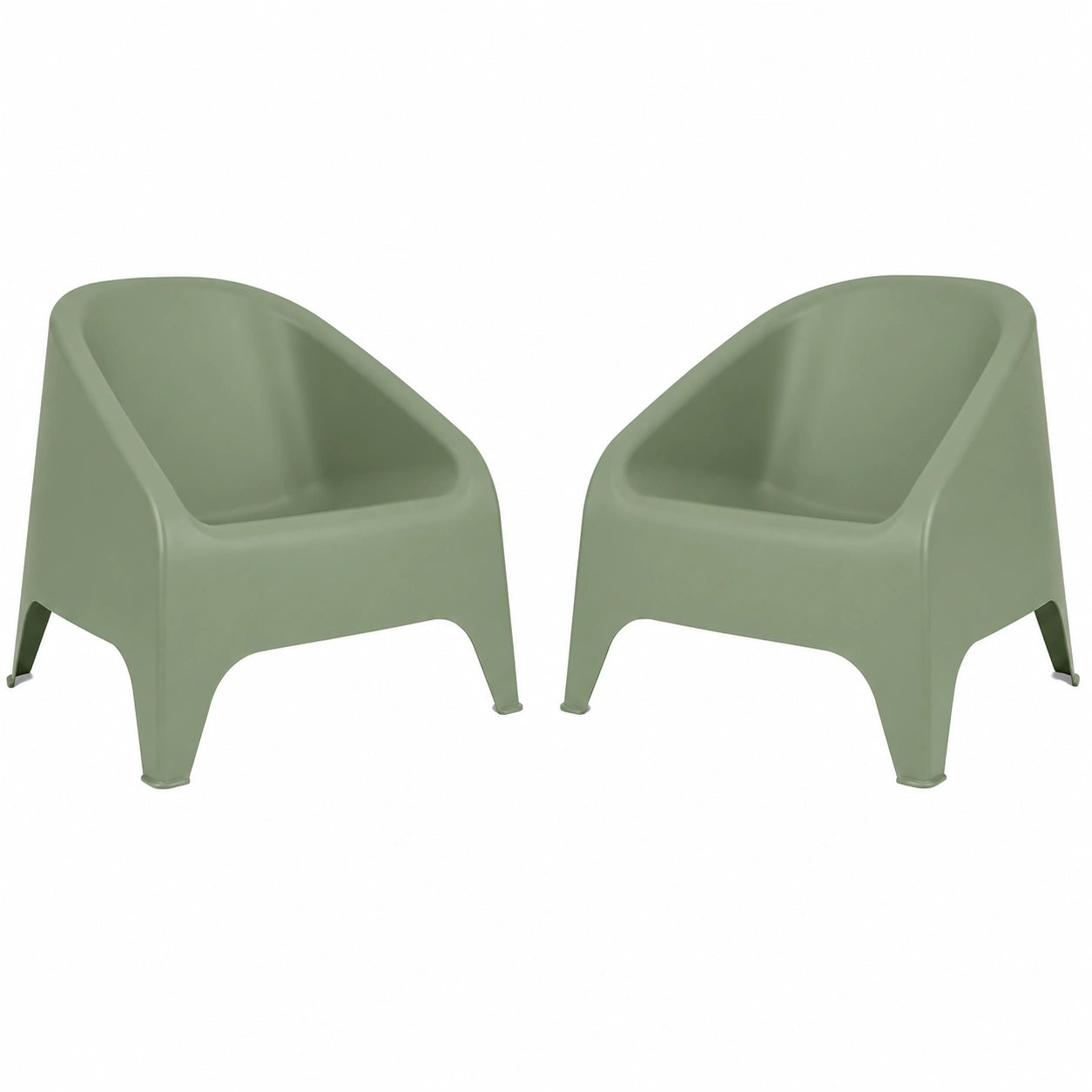 Set di 2 Poltrone da Giardino Matera Verdi Ergonomiche in Plastica Riciclata per Interni ed Esterni