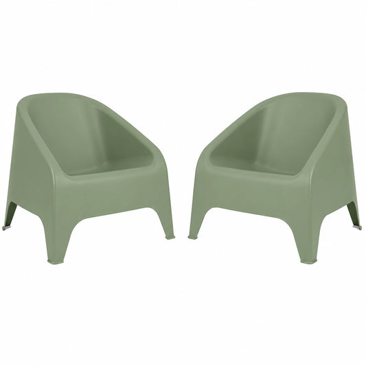 Set di 2 Poltrone da Giardino Matera Verdi Ergonomiche in Plastica Riciclata per Interni ed Esterni