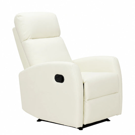 Poltrona Relax Reclinabile in Pelle PU con Poggiapiedi Regolabile, 165° Ergonomica, 65x92x100cm, Crema