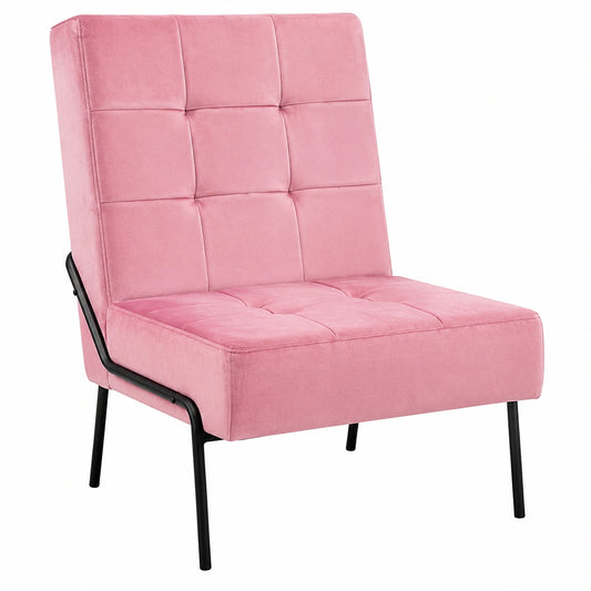 Poltrona ergonomica in velluto rosa con schienale imbottito, 65x79x87 cm, ideale per soggiorno moderno
