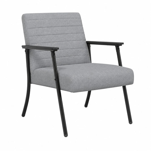 Poltrona Ergonomica in Tessuto Grigio Chiaro con Struttura in Legno e Acciaio