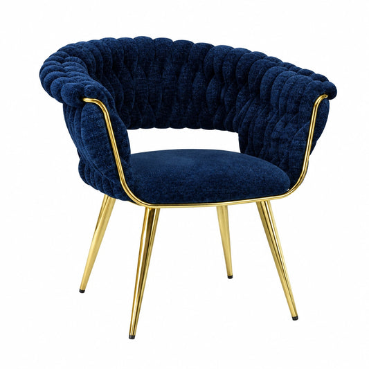 Marvin Poltrona in Velluto Blu con Struttura Dorata Ergonomica per Salotto