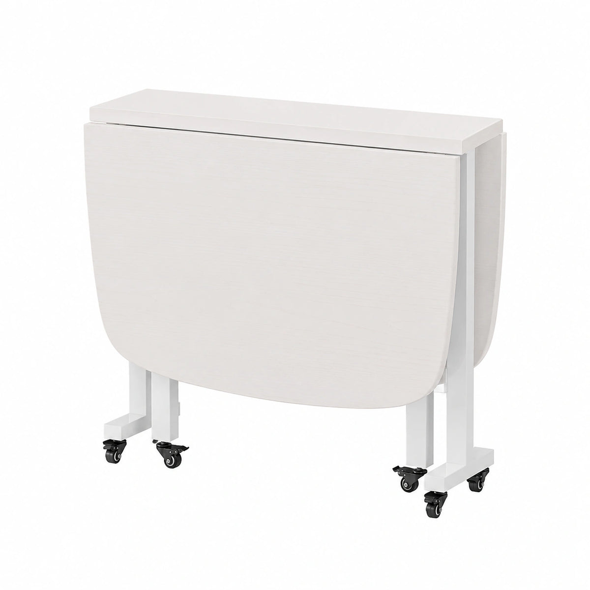 Tavolo da pranzo pieghevole in legno bianco con ruote universali, design salvaspazio per cucina e sala da pranzo, 100 x 60 x 75 cm