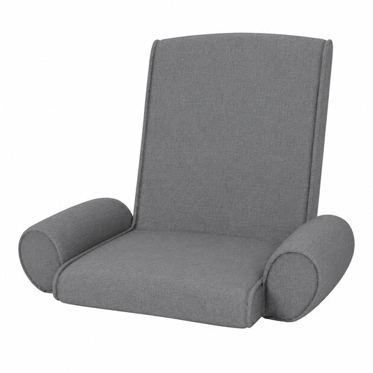 Poltrona pieghevole ergonomica grigio chiaro in tessuto imbottito, regolabile per soggiorno, camera da letto e balcone