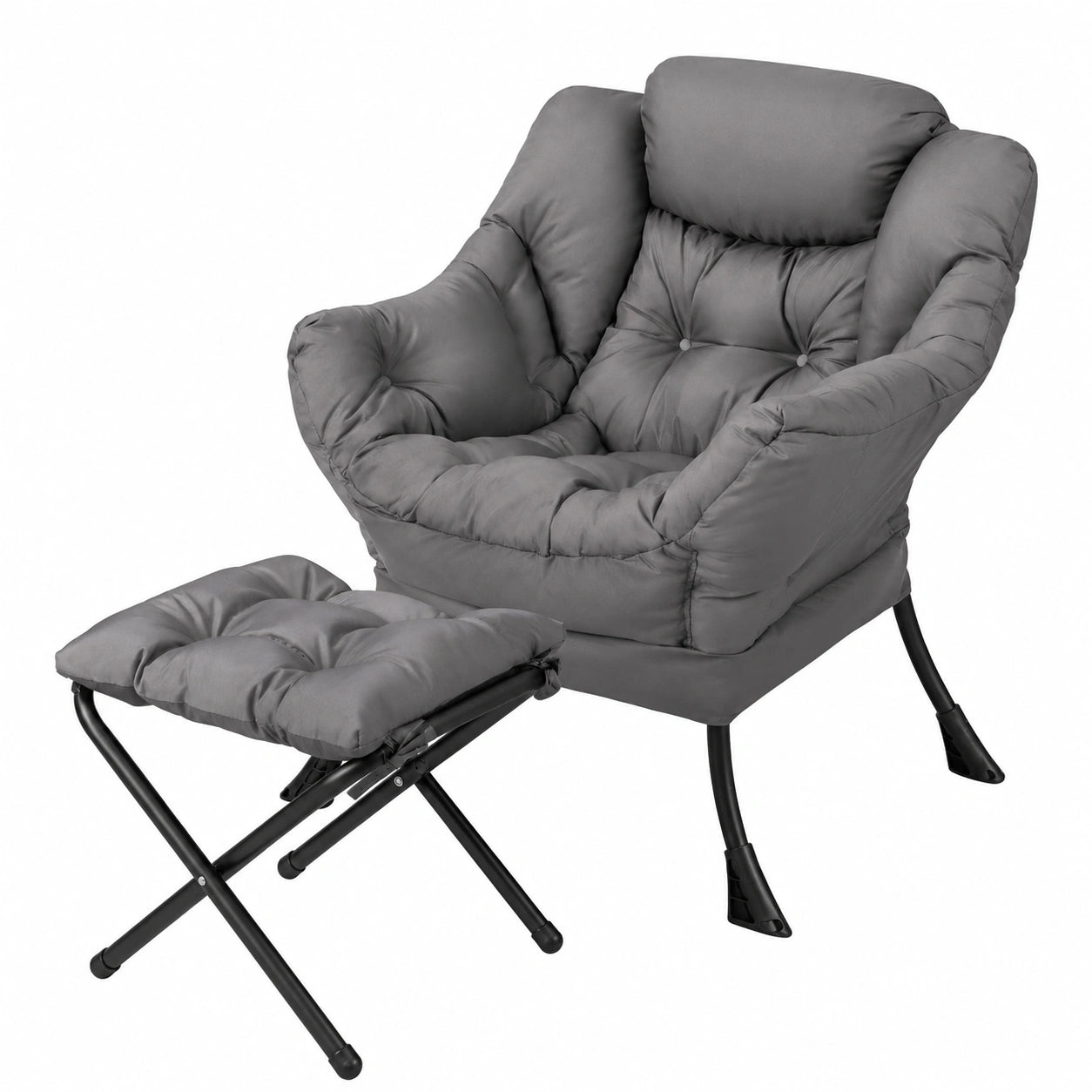 Sedia Relax HOMASIS con Poggiapiedi, Reclinabile con Braccioli e Tasca, Supporto 150 kg, per Soggiorno e Camera, 81x75x94,5 cm, Grigio
