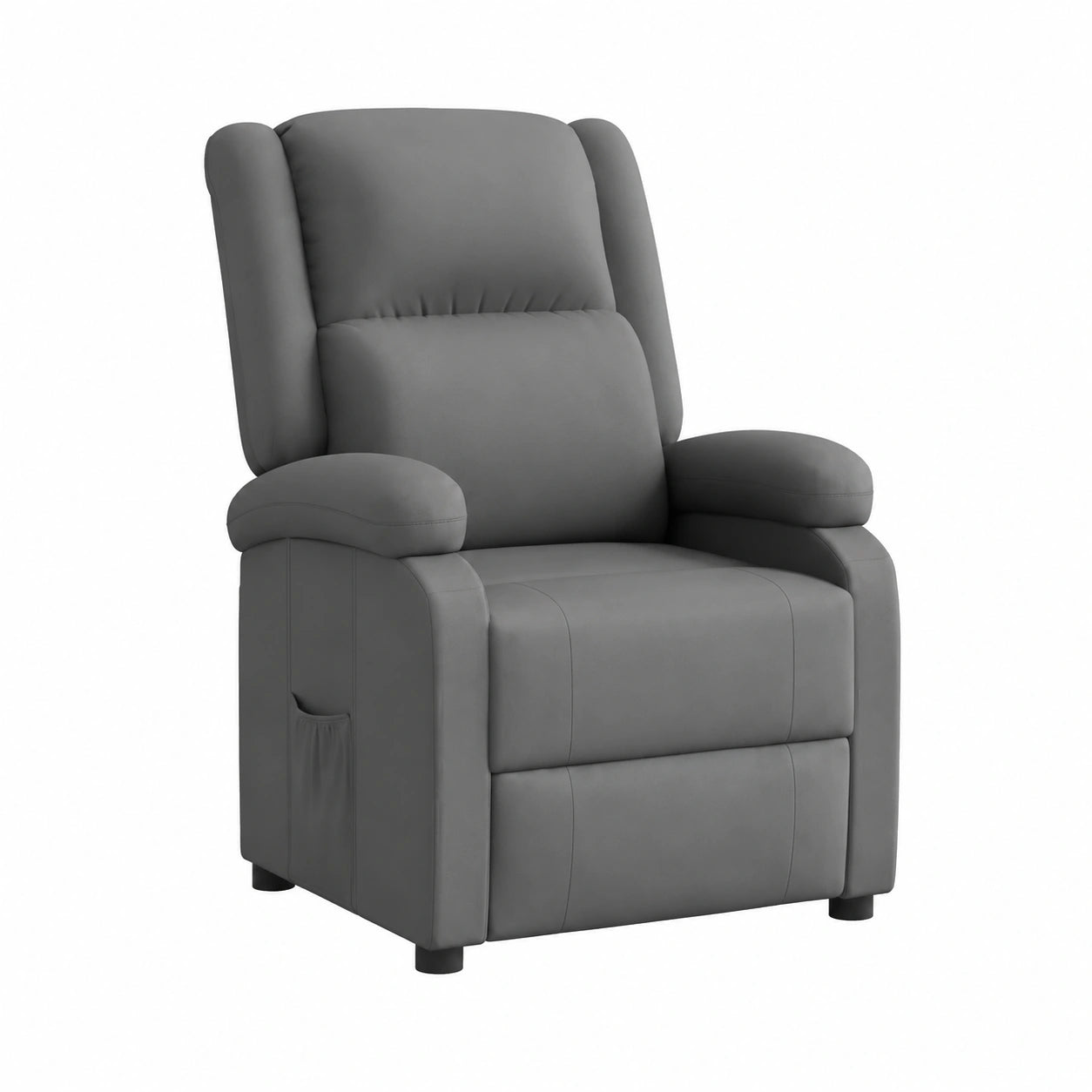 Poltrona reclinabile ergonomica in ecopelle grigia con schienale e poggiapiedi regolabili