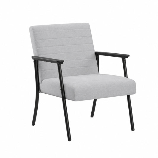 Sedia imbottita contemporanea grigio chiaro con design ergonomico, per salotto e camera, struttura robusta