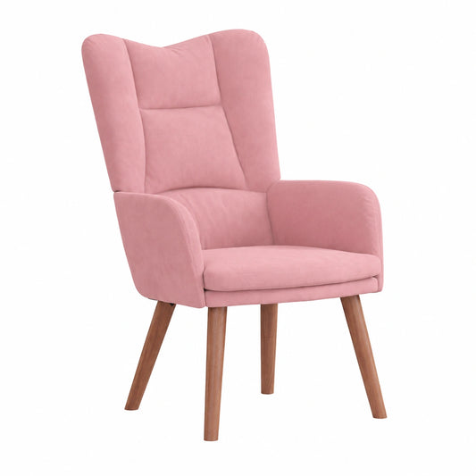 Poltrona ergonomica in velluto rosa per soggiorno e camera da letto, dimensioni 63x67x94 cm, moderna con gambe in caucciù e telaio in acciaio robusto