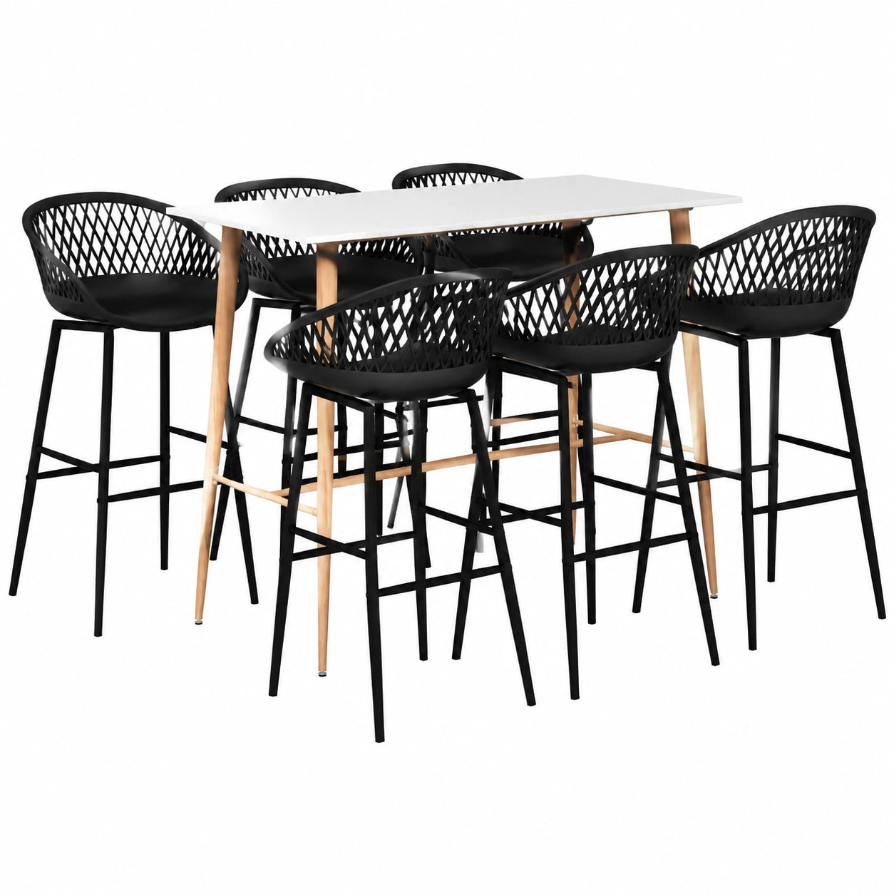 Set pranzo estensibile in legno e metallo con panca, salvaspazio e moderno