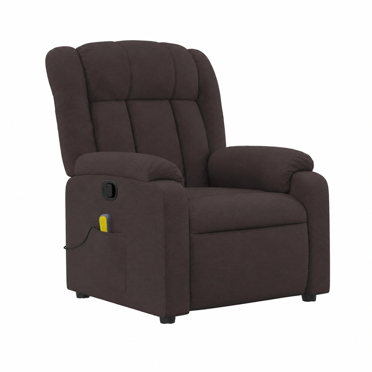 Poltrona Relax Ergonomica con Massaggio a 6 Punti in Tessuto Marrone Scuro e Schienale Regolabile