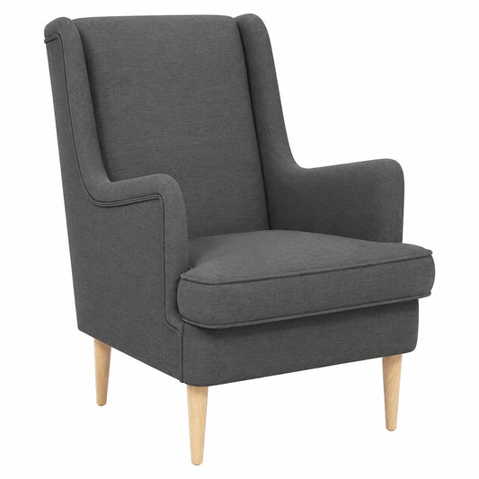 Sedia Ergonomica in Tessuto Grigio Scuro con Gambe in Legno, 62x79x90 cm