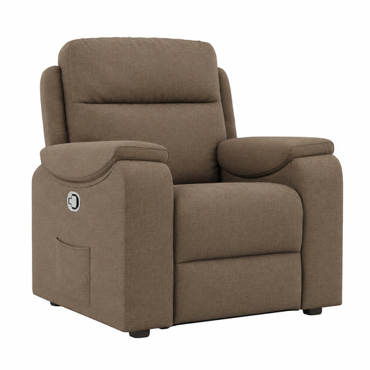 Poltrona relax ergonomica marrone regolabile con telaio solido e tasca laterale