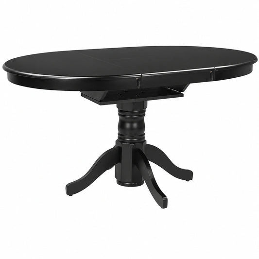 Tavolo da pranzo estensibile in legno con base nera, 106/150 x 106 cm
