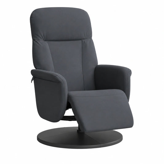 Poltrona Relax Girevole in Velluto Grigio Scuro con Funzione Reclinabile